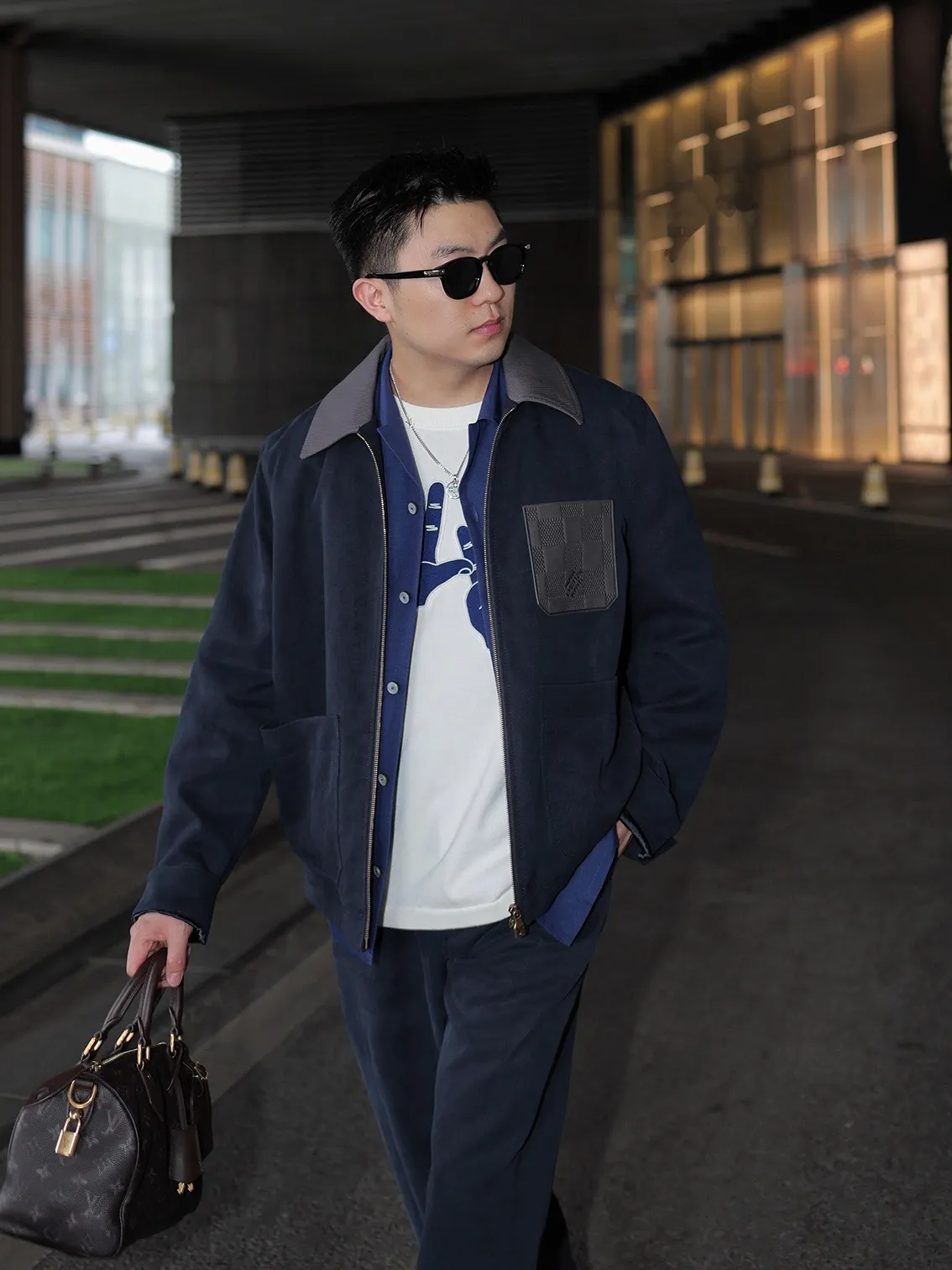 Louis Vuitton/Louis Vuitton checkerboard leather pocket blend work jacket